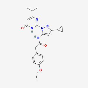 molecular formula C23H27N5O3 B2440500 N-(3-cyclopropyl-1-(4-isopropyl-6-oxo-1,6-dihydropyrimidin-2-yl)-1H-pyrazol-5-yl)-2-(4-ethoxyphenyl)acetamide CAS No. 1207043-66-0