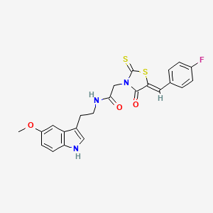 B2440580 2-[(5Z)-5-(4-fluorobenzylidene)-4-oxo-2-thioxo-1,3-thiazolidin-3-yl]-N-[2-(5-methoxy-1H-indol-3-yl)ethyl]acetamide CAS No. 941899-93-0