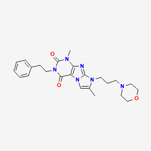 B2440581 1,7-dimethyl-8-(3-morpholinopropyl)-3-phenethyl-1H-imidazo[2,1-f]purine-2,4(3H,8H)-dione CAS No. 903858-00-4