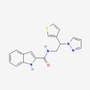 molecular formula C18H16N4OS B2440606 N-(2-(1H-pyrazol-1-yl)-2-(thiophen-3-yl)ethyl)-1H-indole-2-carboxamide CAS No. 2034568-37-9