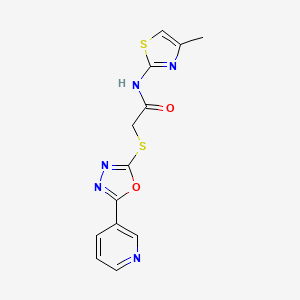 molecular formula C13H11N5O2S2 B2440619 N-(4-methyl-1,3-thiazol-2-yl)-2-[(5-pyridin-3-yl-1,3,4-oxadiazol-2-yl)sulfanyl]acetamide CAS No. 725706-84-3
