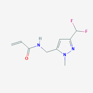 molecular formula C9H11F2N3O B2440638 N-[[5-(Difluoromethyl)-2-methylpyrazol-3-yl]methyl]prop-2-enamide CAS No. 2305415-24-9