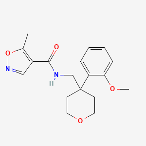 molecular formula C18H22N2O4 B2440710 N-((4-(2-methoxyphenyl)tetrahydro-2H-pyran-4-yl)methyl)-5-methylisoxazole-4-carboxamide CAS No. 1428359-95-8