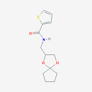molecular formula C13H17NO3S B2440721 N-(1,4-dioxaspiro[4.4]nonan-2-ylmethyl)thiophene-2-carboxamide CAS No. 899958-38-4