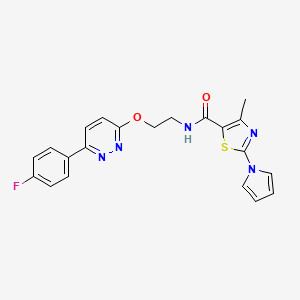 molecular formula C21H18FN5O2S B2440734 N-(2-((6-(4-fluorophenyl)pyridazin-3-yl)oxy)ethyl)-4-methyl-2-(1H-pyrrol-1-yl)thiazole-5-carboxamide CAS No. 1207055-92-2