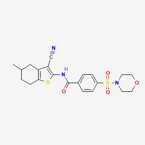 molecular formula C21H23N3O4S2 B2440744 N-(3-cyano-5-methyl-4,5,6,7-tetrahydrobenzo[b]thiophen-2-yl)-4-(morpholinosulfonyl)benzamide CAS No. 330677-05-9