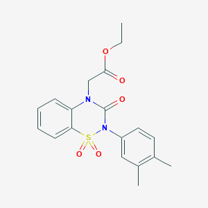 molecular formula C19H20N2O5S B2440768 ethyl [2-(3,4-dimethylphenyl)-1,1-dioxido-3-oxo-2,3-dihydro-4H-1,2,4-benzothiadiazin-4-yl]acetate CAS No. 895653-29-9