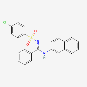 molecular formula C23H17ClN2O2S B2440784 N'-(4-chlorobenzenesulfonyl)-N-(naphthalen-2-yl)benzenecarboximidamide CAS No. 301195-02-8