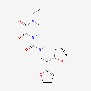 molecular formula C17H19N3O5 B2440820 N-[2,2-bis(furan-2-yl)ethyl]-4-ethyl-2,3-dioxopiperazine-1-carboxamide CAS No. 2309600-63-1