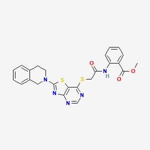 molecular formula C24H21N5O3S2 B2440821 methyl 2-(2-{[2-(1,2,3,4-tetrahydroisoquinolin-2-yl)-[1,3]thiazolo[4,5-d]pyrimidin-7-yl]sulfanyl}acetamido)benzoate CAS No. 1185099-47-1