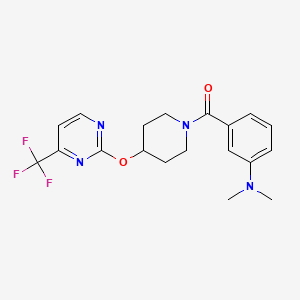 molecular formula C19H21F3N4O2 B2440826 N,N-dimethyl-3-(4-{[4-(trifluoromethyl)pyrimidin-2-yl]oxy}piperidine-1-carbonyl)aniline CAS No. 2380080-53-3