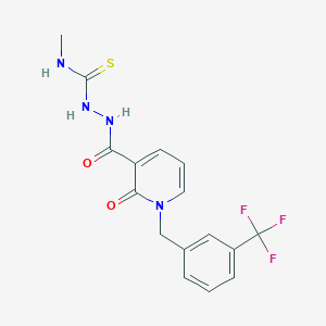 molecular formula C16H15F3N4O2S B2440882 N-methyl-2-({2-oxo-1-[3-(trifluoromethyl)benzyl]-1,2-dihydro-3-pyridinyl}carbonyl)-1-hydrazinecarbothioamide CAS No. 337928-59-3