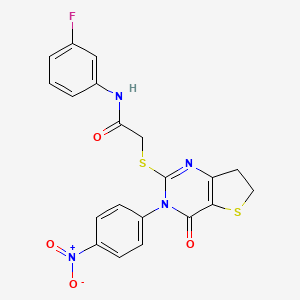 N-(3-fluorophenyl)-2-[[3-(4-nitrophenyl)-4-oxo-6,7-dihydrothieno[3,2-d]pyrimidin-2-yl]sulfanyl]acetamide