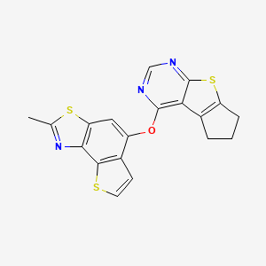 2-Methyl-5-(5,6,7-trihydrocyclopenta[2,1-d]pyrimidino[4,5-b]thiophen-4-yloxy)t hiopheno[2,3-e]benzothiazole