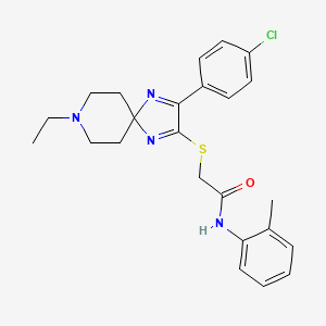 2-((3-(4-chlorophenyl)-8-ethyl-1,4,8-triazaspiro[4.5]deca-1,3-dien-2-yl)thio)-N-(o-tolyl)acetamide