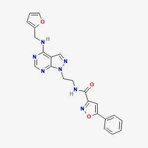 molecular formula C22H19N7O3 B2440922 N-[2-(4-{[(furan-2-yl)methyl]amino}-1H-pyrazolo[3,4-d]pyrimidin-1-yl)ethyl]-5-phenyl-1,2-oxazole-3-carboxamide CAS No. 1209210-14-9