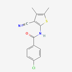molecular formula C14H11ClN2OS B2440972 4-chloro-N-(3-cyano-4,5-dimethylthiophen-2-yl)benzamide CAS No. 339125-01-8