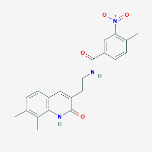 molecular formula C21H21N3O4 B2440974 N-[2-(7,8-dimethyl-2-oxo-1H-quinolin-3-yl)ethyl]-4-methyl-3-nitrobenzamide CAS No. 851408-10-1
