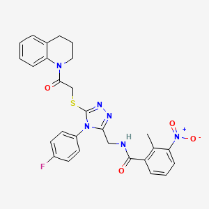 N-((5-((2-(3,4-dihydroquinolin-1(2H)-yl)-2-oxoethyl)thio)-4-(4-fluorophenyl)-4H-1,2,4-triazol-3-yl)methyl)-2-methyl-3-nitrobenzamide