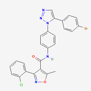 molecular formula C25H17BrClN5O2 B2440990 N-{4-[5-(4-bromophenyl)-1H-1,2,3-triazol-1-yl]phenyl}-3-(2-chlorophenyl)-5-methyl-1,2-oxazole-4-carboxamide CAS No. 689268-28-8