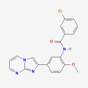 molecular formula C20H15BrN4O2 B2440991 3-bromo-N-(5-(imidazo[1,2-a]pyrimidin-2-yl)-2-methoxyphenyl)benzamide CAS No. 862810-85-3