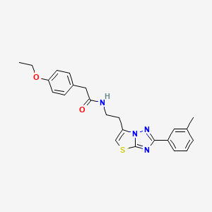 molecular formula C23H24N4O2S B2440994 2-(4-乙氧基苯基)-N-(2-(2-(间甲苯)噻唑并[3,2-b][1,2,4]三唑-6-基)乙基)乙酰胺 CAS No. 894025-27-5
