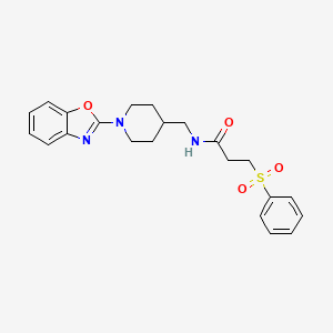 molecular formula C22H25N3O4S B2440996 N-((1-(benzo[d]oxazol-2-yl)piperidin-4-yl)methyl)-3-(phenylsulfonyl)propanamide CAS No. 2034238-60-1