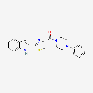 molecular formula C22H20N4OS B2441001 (2-(1H-吲哚-2-基)噻唑-4-基)(4-苯基哌嗪-1-基)甲酮 CAS No. 1172884-90-0