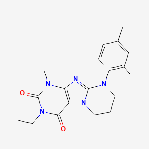 molecular formula C19H23N5O2 B2441006 9-(2,4-二甲基苯基)-3-乙基-1-甲基-6,7,8,9-四氢嘧啶并[2,1-f]嘌呤-2,4(1H,3H)-二酮 CAS No. 923481-78-1