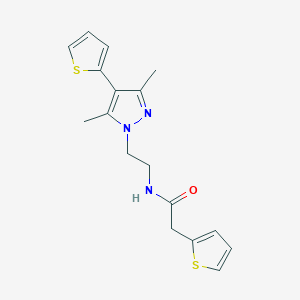 molecular formula C17H19N3OS2 B2441011 N-(2-(3,5-dimethyl-4-(thiophen-2-yl)-1H-pyrazol-1-yl)ethyl)-2-(thiophen-2-yl)acetamide CAS No. 2034554-68-0