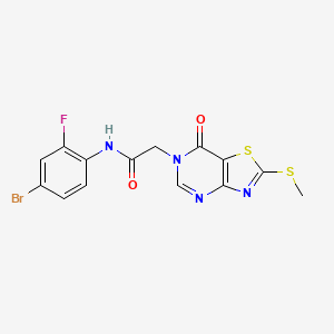 molecular formula C14H10BrFN4O2S2 B2441020 N-(4-bromo-2-fluorophenyl)-2-[2-(methylsulfanyl)-7-oxo-6H,7H-[1,3]thiazolo[4,5-d]pyrimidin-6-yl]acetamide CAS No. 1114902-34-9