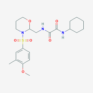 molecular formula C21H31N3O6S B2441022 N1-cyclohexyl-N2-((3-((4-methoxy-3-methylphenyl)sulfonyl)-1,3-oxazinan-2-yl)methyl)oxalamide CAS No. 872986-00-0