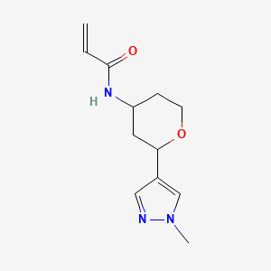 molecular formula C12H17N3O2 B2441030 N-[2-(1-methyl-1H-pyrazol-4-yl)oxan-4-yl]prop-2-enamide CAS No. 2411313-17-0