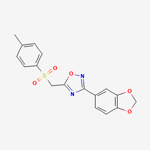 molecular formula C17H14N2O5S B2441050 3-(苯并[d][1,3]二噁烯-5-基)-5-(对甲苯磺酰甲基)-1,2,4-噁二唑 CAS No. 1105221-61-1