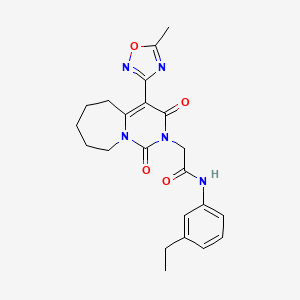 molecular formula C22H25N5O4 B2441052 N-(3-ethylphenyl)-2-[4-(5-methyl-1,2,4-oxadiazol-3-yl)-1,3-dioxo-1H,2H,3H,5H,6H,7H,8H,9H-pyrimido[1,6-a]azepin-2-yl]acetamide CAS No. 1775554-51-2