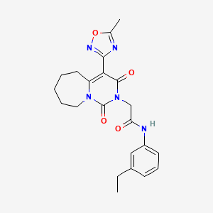 molecular formula C22H25N5O4 B2441052 N-(3-ethylphenyl)-2-[4-(5-methyl-1,2,4-oxadiazol-3-yl)-1,3-dioxo-3,5,6,7,8,9-hexahydropyrimido[1,6-a]azepin-2(1H)-yl]acetamide CAS No. 1775554-51-2
