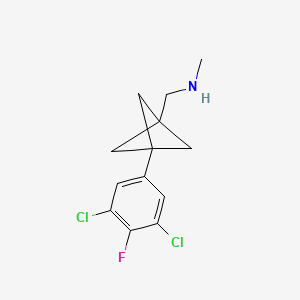 molecular formula C13H14Cl2FN B2441056 1-[3-(3,5-Dichloro-4-fluorophenyl)-1-bicyclo[1.1.1]pentanyl]-N-methylmethanamine CAS No. 2287284-14-2