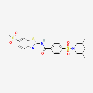 molecular formula C22H25N3O5S3 B2441057 4-((3,5-dimethylpiperidin-1-yl)sulfonyl)-N-(6-(methylsulfonyl)benzo[d]thiazol-2-yl)benzamide CAS No. 361167-66-0