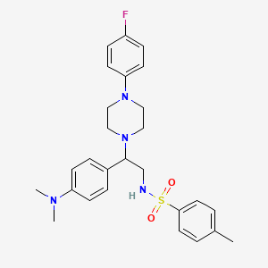 molecular formula C27H33FN4O2S B2441062 N-(2-(4-(二甲基氨基)苯基)-2-(4-(4-氟苯基)哌嗪-1-基)乙基)-4-甲基苯磺酰胺 CAS No. 946317-15-3
