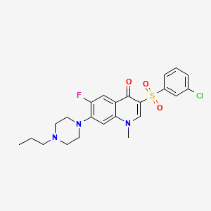 molecular formula C23H25ClFN3O3S B2441069 3-((3-chlorophenyl)sulfonyl)-6-fluoro-1-methyl-7-(4-propylpiperazin-1-yl)quinolin-4(1H)-one CAS No. 892756-50-2