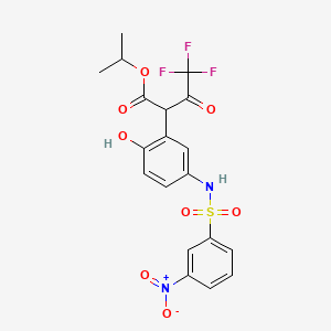 molecular formula C19H17F3N2O8S B2441092 propan-2-yl 4,4,4-trifluoro-2-[2-hydroxy-5-(3-nitrobenzenesulfonamido)phenyl]-3-oxobutanoate CAS No. 425401-69-0