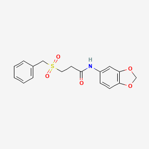 molecular formula C17H17NO5S B2441114 N-(2H-1,3-BENZODIOXOL-5-YL)-3-PHENYLMETHANESULFONYLPROPANAMIDE CAS No. 827620-61-1