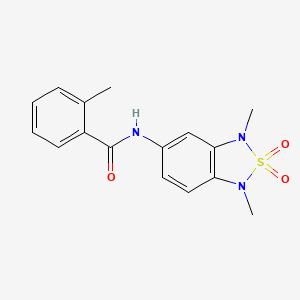 molecular formula C16H17N3O3S B2441152 N-(1,3-dimethyl-2,2-dioxido-1,3-dihydrobenzo[c][1,2,5]thiadiazol-5-yl)-2-methylbenzamide CAS No. 2034337-22-7