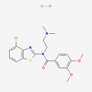 molecular formula C20H23Cl2N3O3S B2441162 N-(4-CHLORO-1,3-BENZOTHIAZOL-2-YL)-N-[2-(DIMETHYLAMINO)ETHYL]-3,4-DIMETHOXYBENZAMIDE HYDROCHLORIDE CAS No. 1215839-60-3