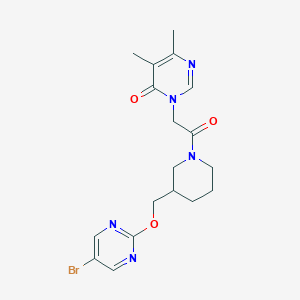 molecular formula C18H22BrN5O3 B2441185 3-[2-[3-[(5-Bromopyrimidin-2-yl)oxymethyl]piperidin-1-yl]-2-oxoethyl]-5,6-dimethylpyrimidin-4-one CAS No. 2379977-76-9
