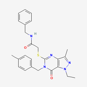 molecular formula C25H27N5O2S B2441198 N-benzyl-2-({1-ethyl-3-methyl-6-[(4-methylphenyl)methyl]-7-oxo-1H,6H,7H-pyrazolo[4,3-d]pyrimidin-5-yl}sulfanyl)acetamide CAS No. 1358233-58-5