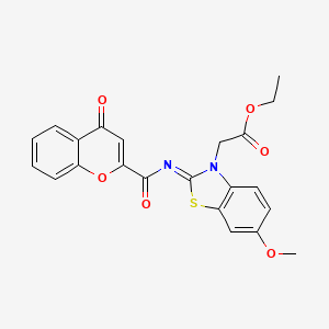 molecular formula C22H18N2O6S B2441206 ethyl 2-[(2Z)-6-methoxy-2-[(4-oxo-4H-chromene-2-carbonyl)imino]-2,3-dihydro-1,3-benzothiazol-3-yl]acetate CAS No. 865248-62-0
