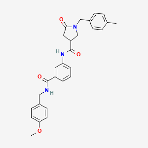 molecular formula C28H29N3O4 B2441234 N-(3-{[(4-methoxyphenyl)methyl]carbamoyl}phenyl)-1-[(4-methylphenyl)methyl]-5-oxopyrrolidine-3-carboxamide CAS No. 2380176-64-5
