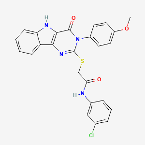 molecular formula C25H19ClN4O3S B2441251 N-(3-chlorophenyl)-2-((3-(4-methoxyphenyl)-4-oxo-4,5-dihydro-3H-pyrimido[5,4-b]indol-2-yl)thio)acetamide CAS No. 536708-02-8