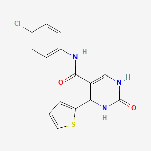 molecular formula C16H14ClN3O2S B2441262 N-(4-chlorophenyl)-6-methyl-2-oxo-4-(thiophen-2-yl)-1,2,3,4-tetrahydropyrimidine-5-carboxamide 